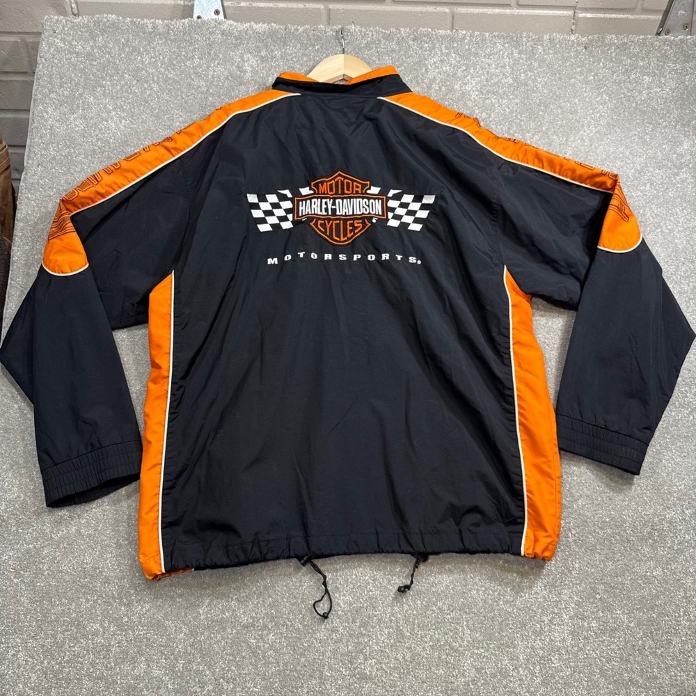 Vintage Chase Authentics Harley Davidson Motorsports Jacket XL Black Windbreaker